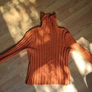 VINTAGE knit orange turtle neck sweater